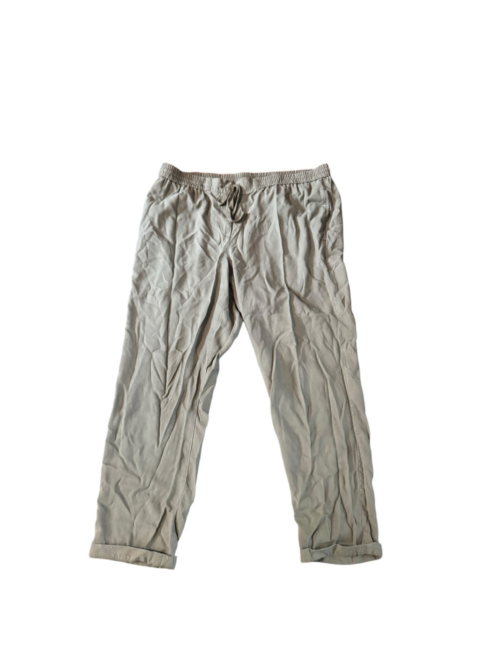 Talbots Women's 100% Lyocell Plus Size Khaki Green Draw String Pants Neutral